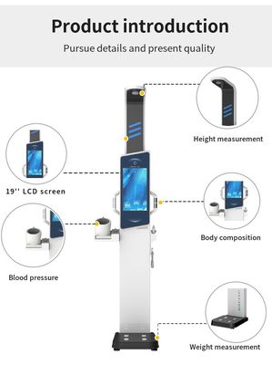 19 ιντσών Android Health Kiosk Χάλυβα Κέντρο Υγείας BMI Μηχανή με ανάλυση σωματικού λίπους