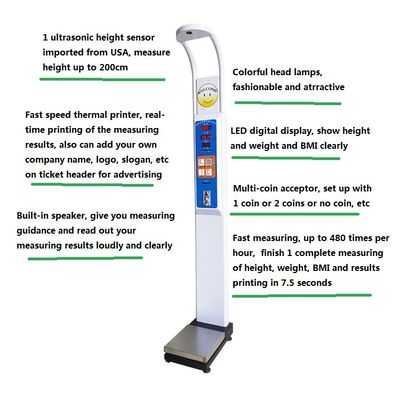 AC100-240V τροφοδοσία βάρος εύρος 8-200kg BMI ιατρική εξέταση ζυγαριά μηχανή