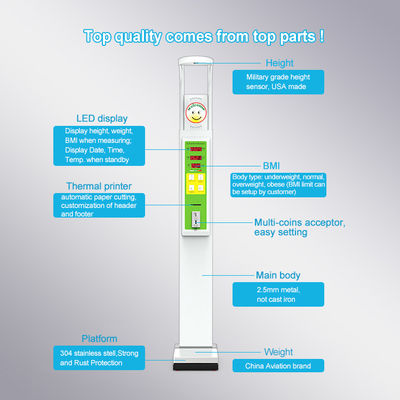 AC100-240V τροφοδοσία βάρος εύρος 8-200kg BMI ιατρική εξέταση ζυγαριά μηχανή